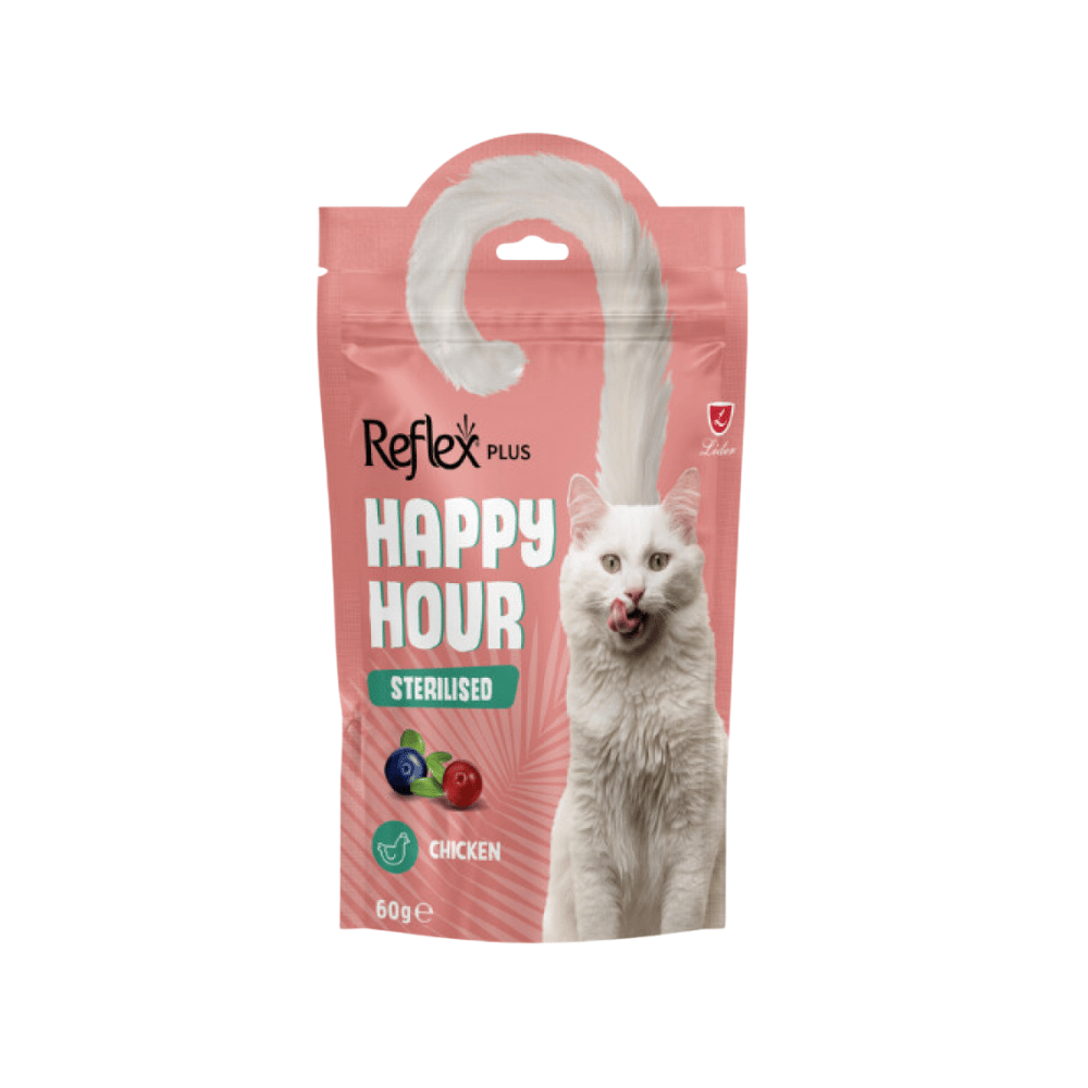 Reflex Plus Happy Hour Tavuklu Yaban Mersinli ve Kızılcıklı Kısırlaştırılmış Kedi Ödül Maması 60 gr