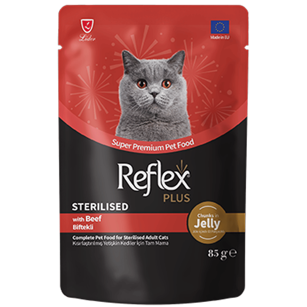 Reflex Plus Jöle İçinde Parça Biftek Etli Kısırlaştırılmış Kedi Konservesi 85gr