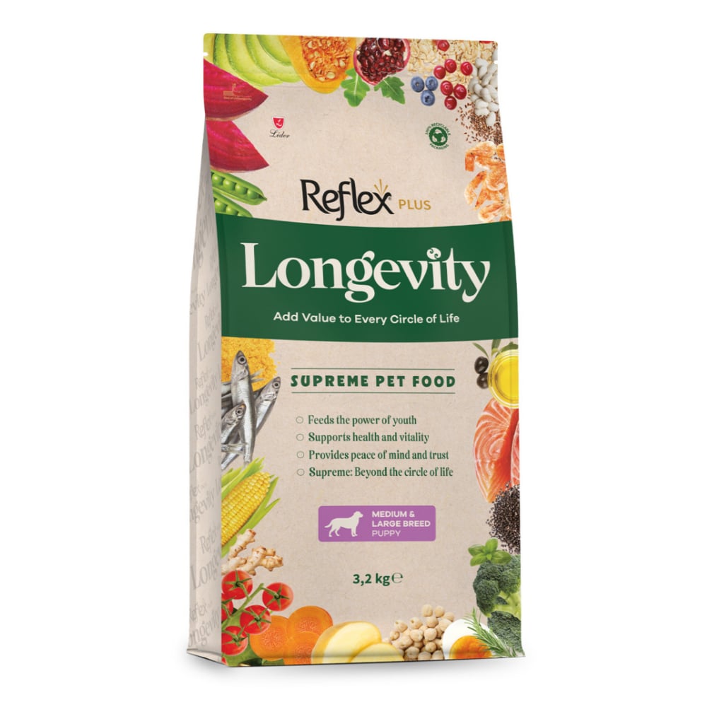 Reflex Plus Longevity Hipoalerjenik Orta ve Büyük Irk Yavru Köpek Maması 3.2kg