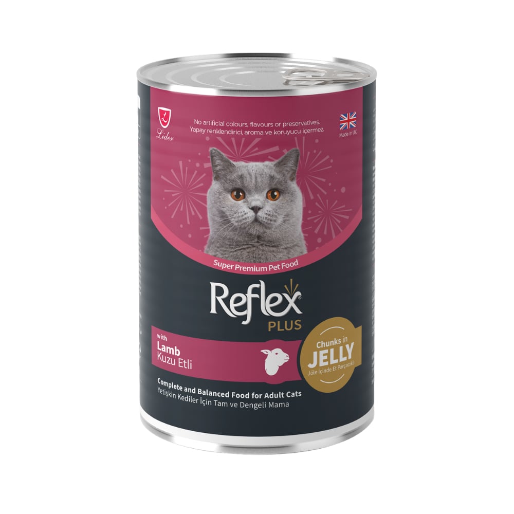 Reflex Plus Sos İçinde Et Parçacıklı Kuzu Etli Yetişkin Konserve Kedi Maması 400 gr