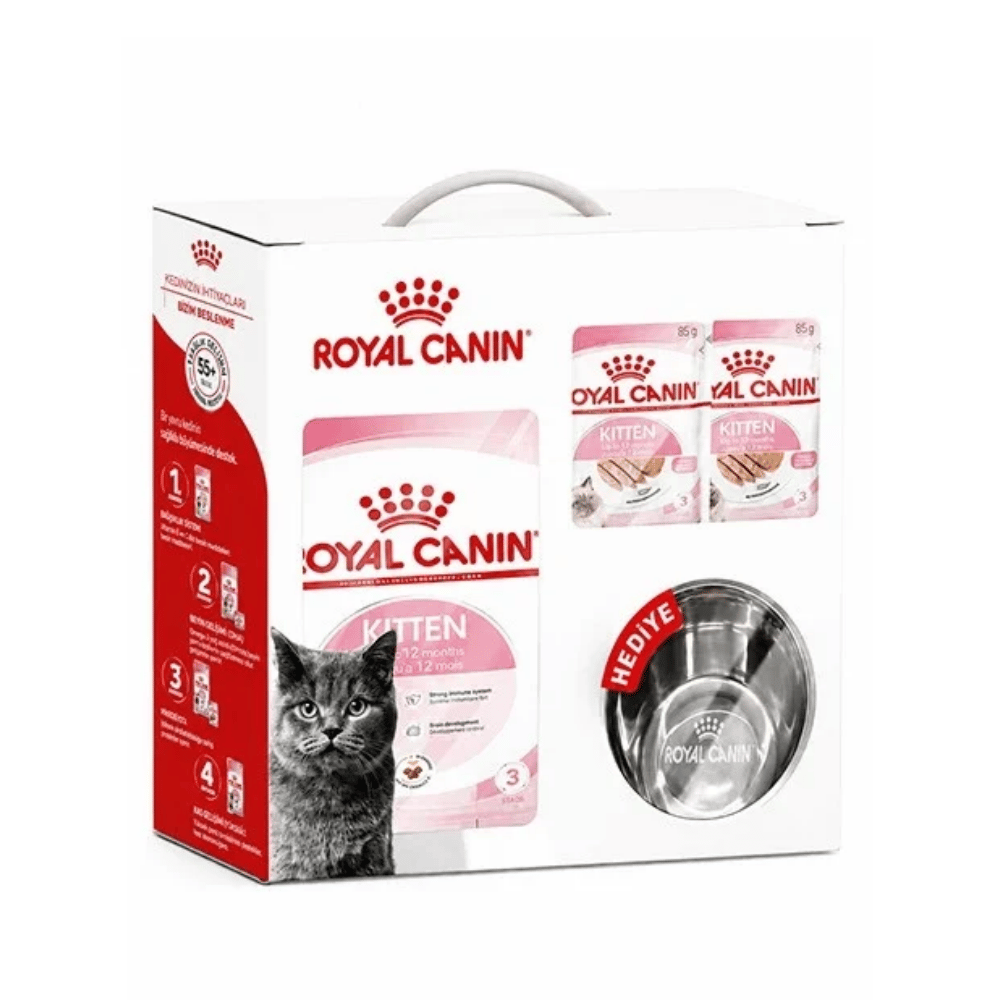 Royal Canin Premia Bundle Kitten Yavru Kedi Maması 2 Kg + 6 Adet Yaş Mama ve 8 Oz Mama Kabı Hediyeli