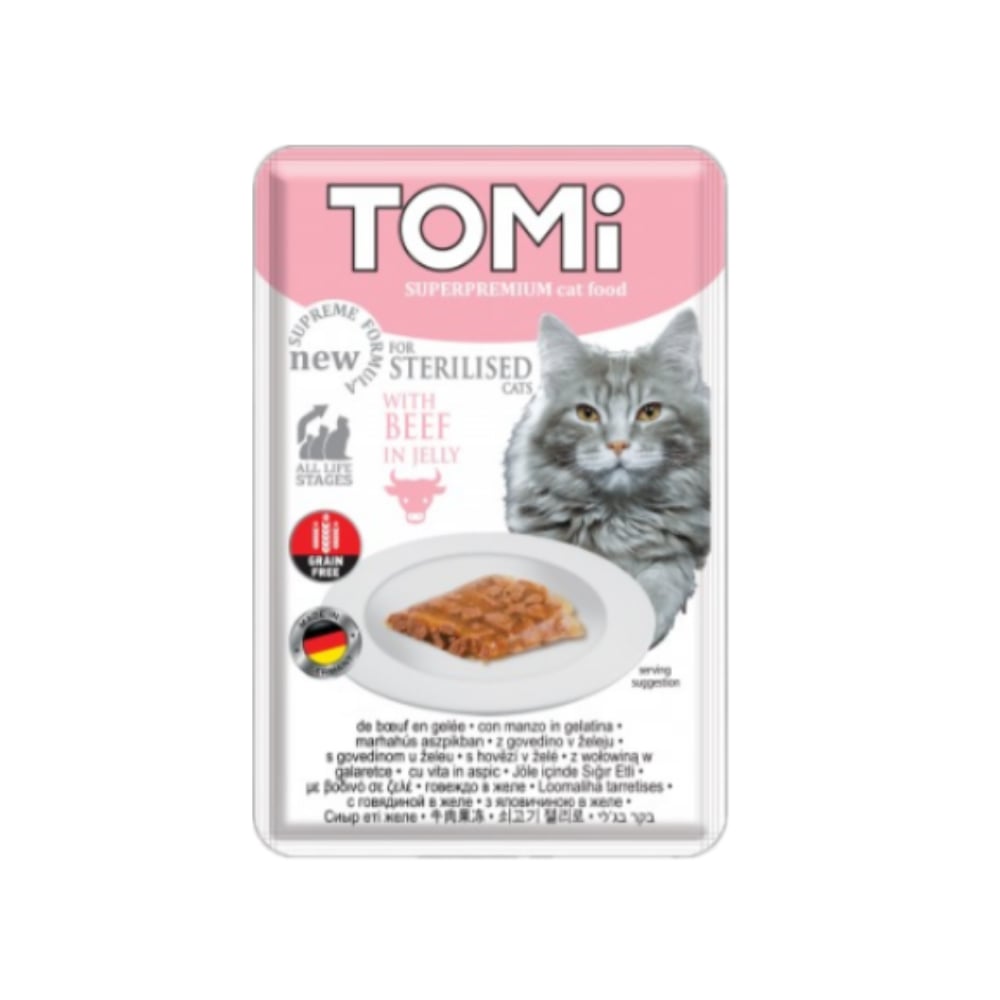 Tomi Pouch Dana Etli Kısırlaştırılmış Tahılsız Kedi Yaş Maması 85gr