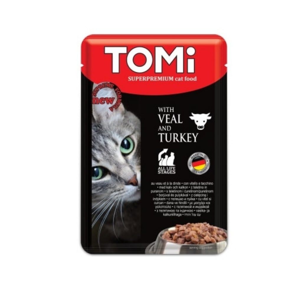 Tomi Pouch Dana ve Hindi Etli Kedi Yaş Maması 100gr