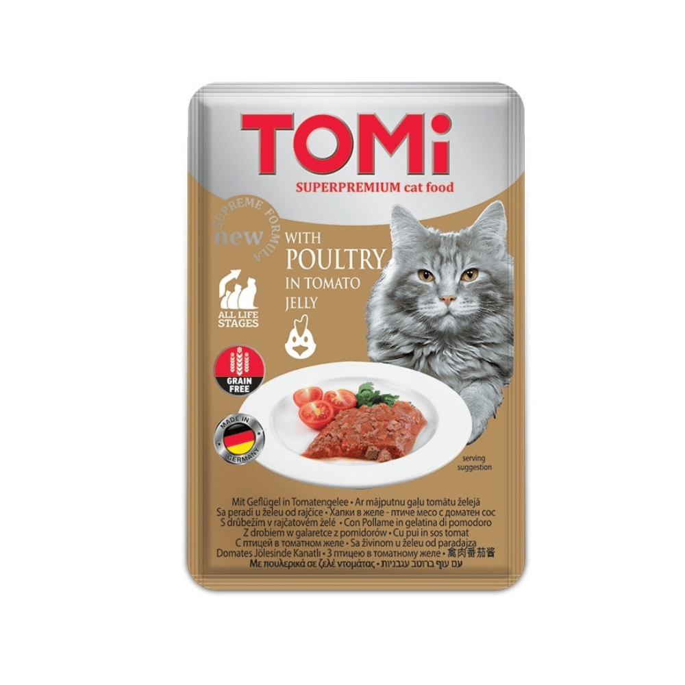 Tomi Pouch Domates ve Kümes Hayvanlı Tahılsız Kedi Yaş Maması 100gr
