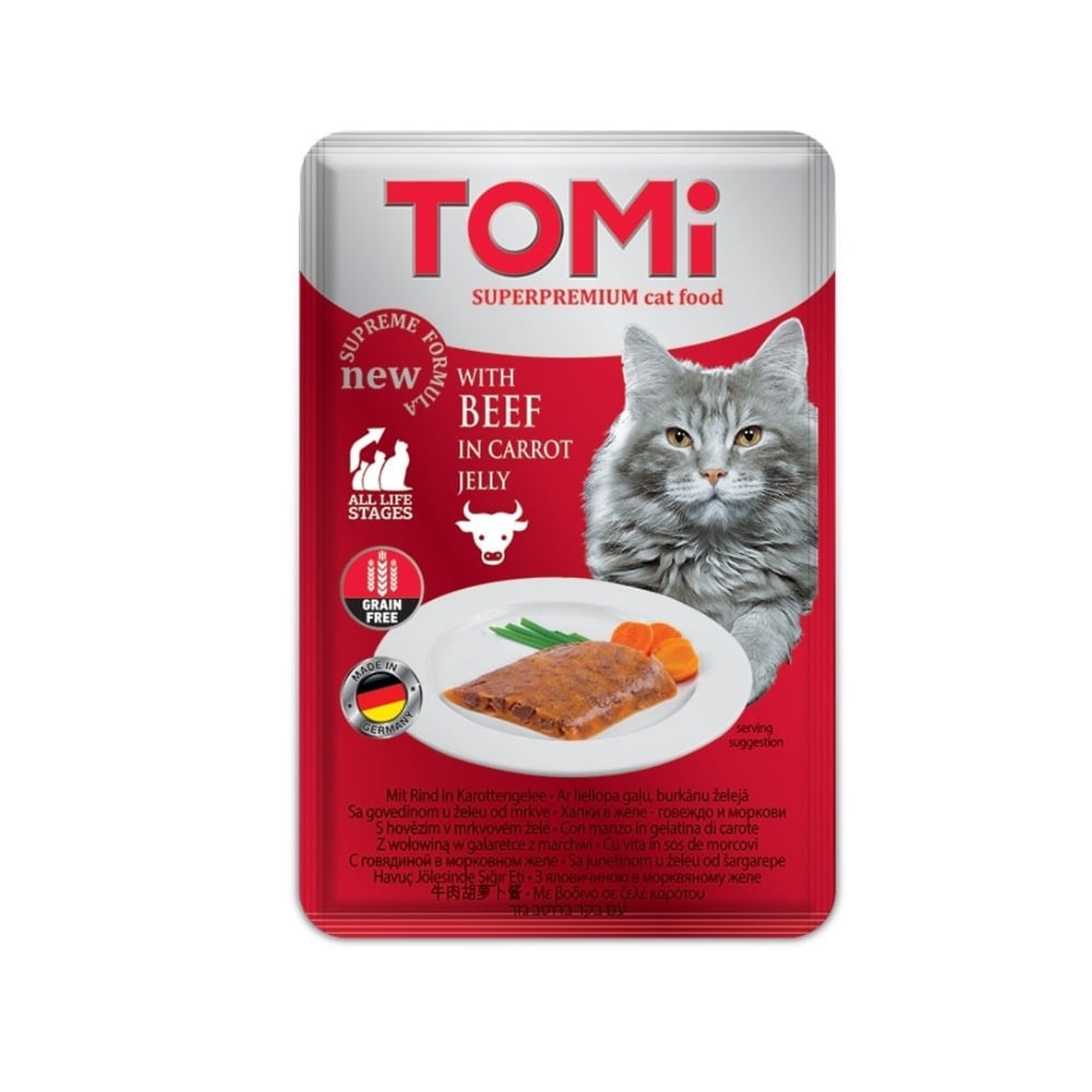 Tomi Pouch Havuç ve Dana Etli Tahılsız Kedi Yaş Maması 100gr