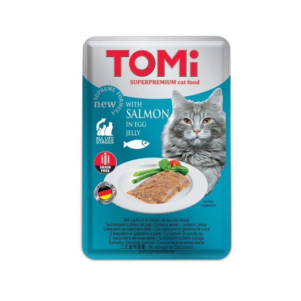 Tomi Pouch Yumurta ve Somonlu Tahılsız Kedi Yaş Maması 100gr