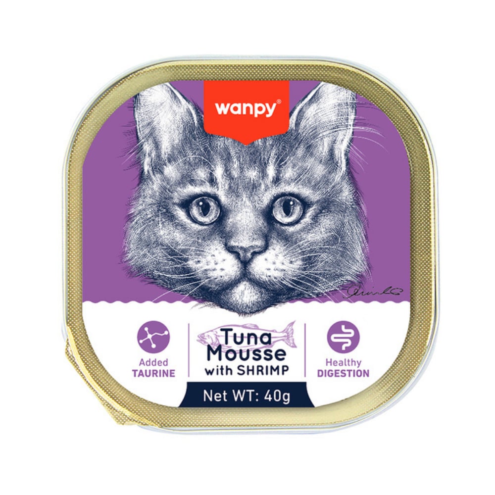 Wanpy Kedi 40 gr Ton Balıklı Ve Karidesli Alutray Kedi Yaş Maması