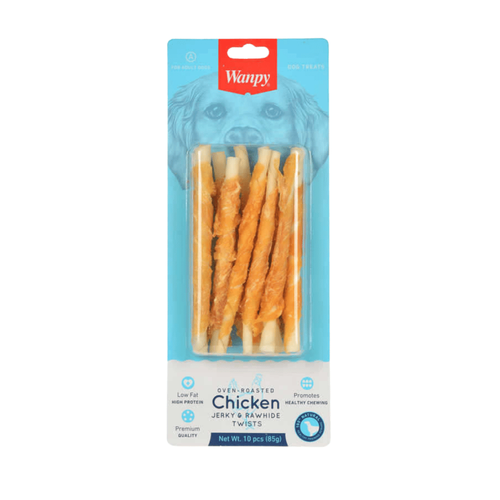 Wanpy Oven Roasted Deri Burgu Çubuk Üzerine Tavuk Sarılı Köpek Ödülü 85 Gr
