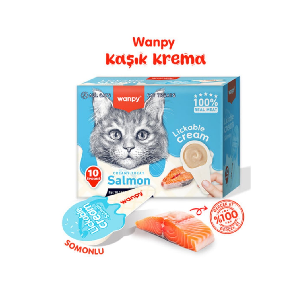 Wanpy Somonlu 10x16 gr Kaşıklı Kedi Ödül Kreması