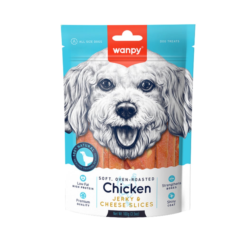 Wanpy Yumuşak Tavuk & Peynir Dilimleri 100 gr Köpek Ödülü