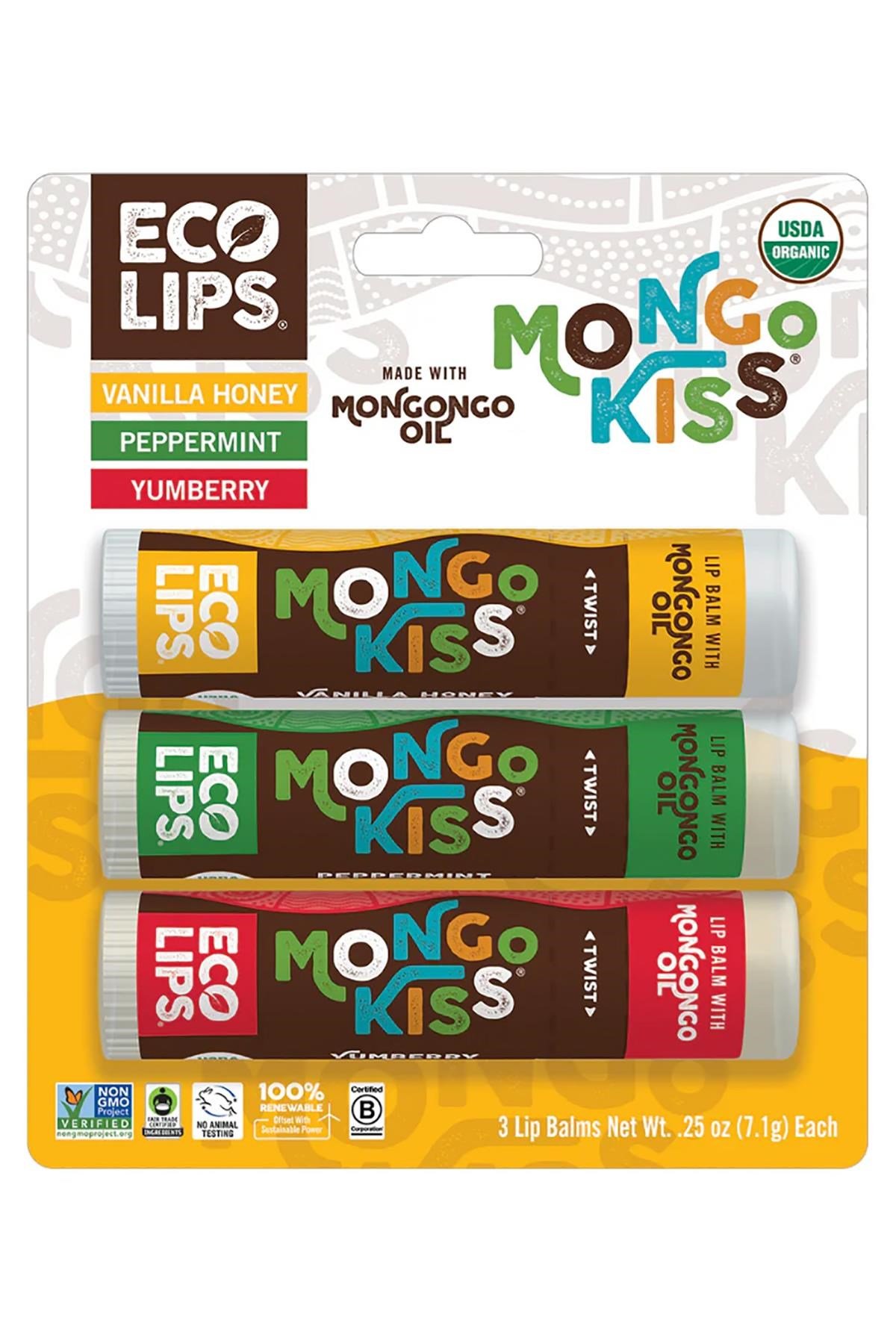 Eco Lips Mongo Kiss Dudak Balsamı Çeşit Paketi 3 Adet