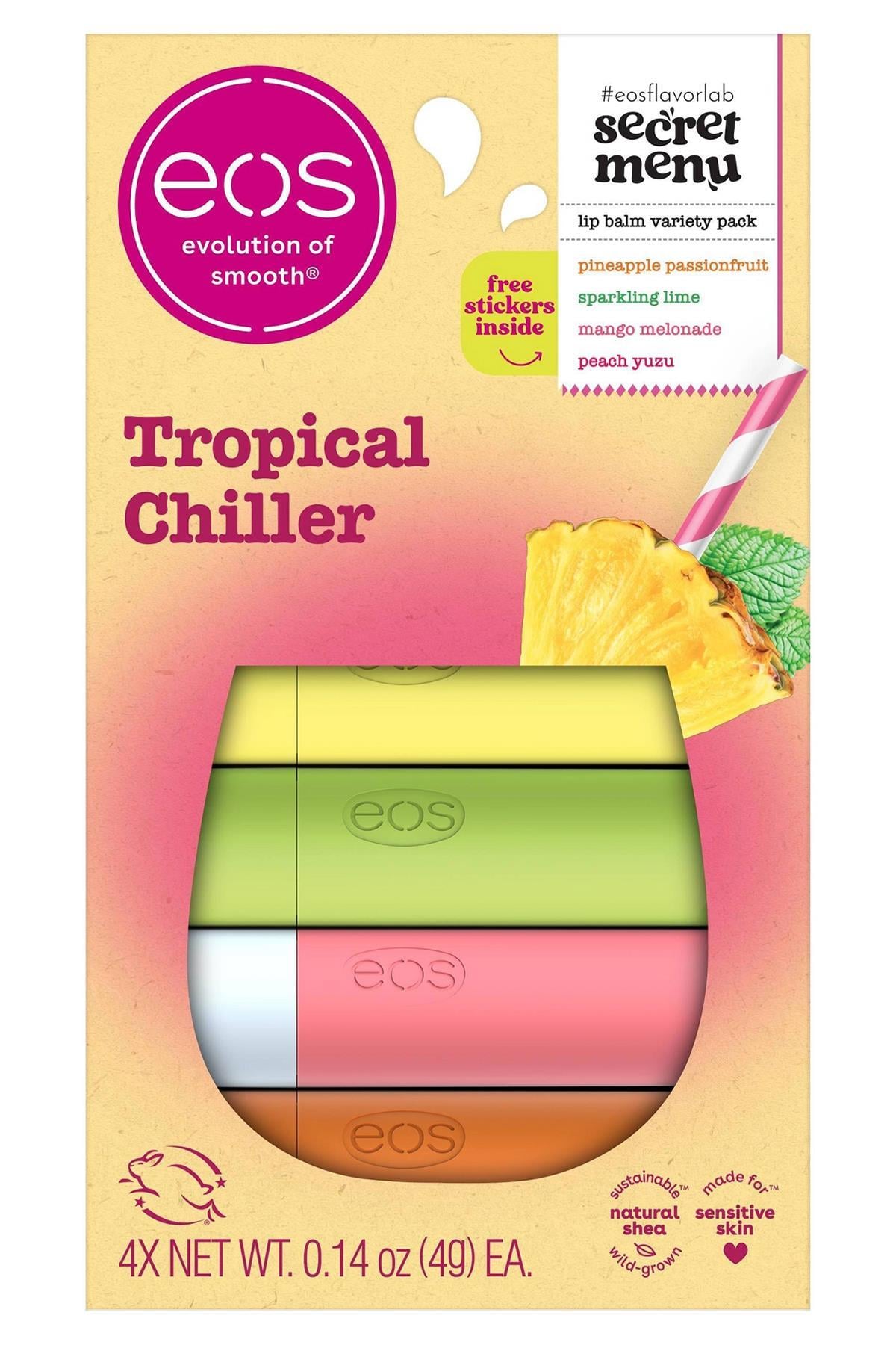 EOS Lip Balm Tropical Chiller Dudak Balsamı Çeşit Paketi 4 Adet