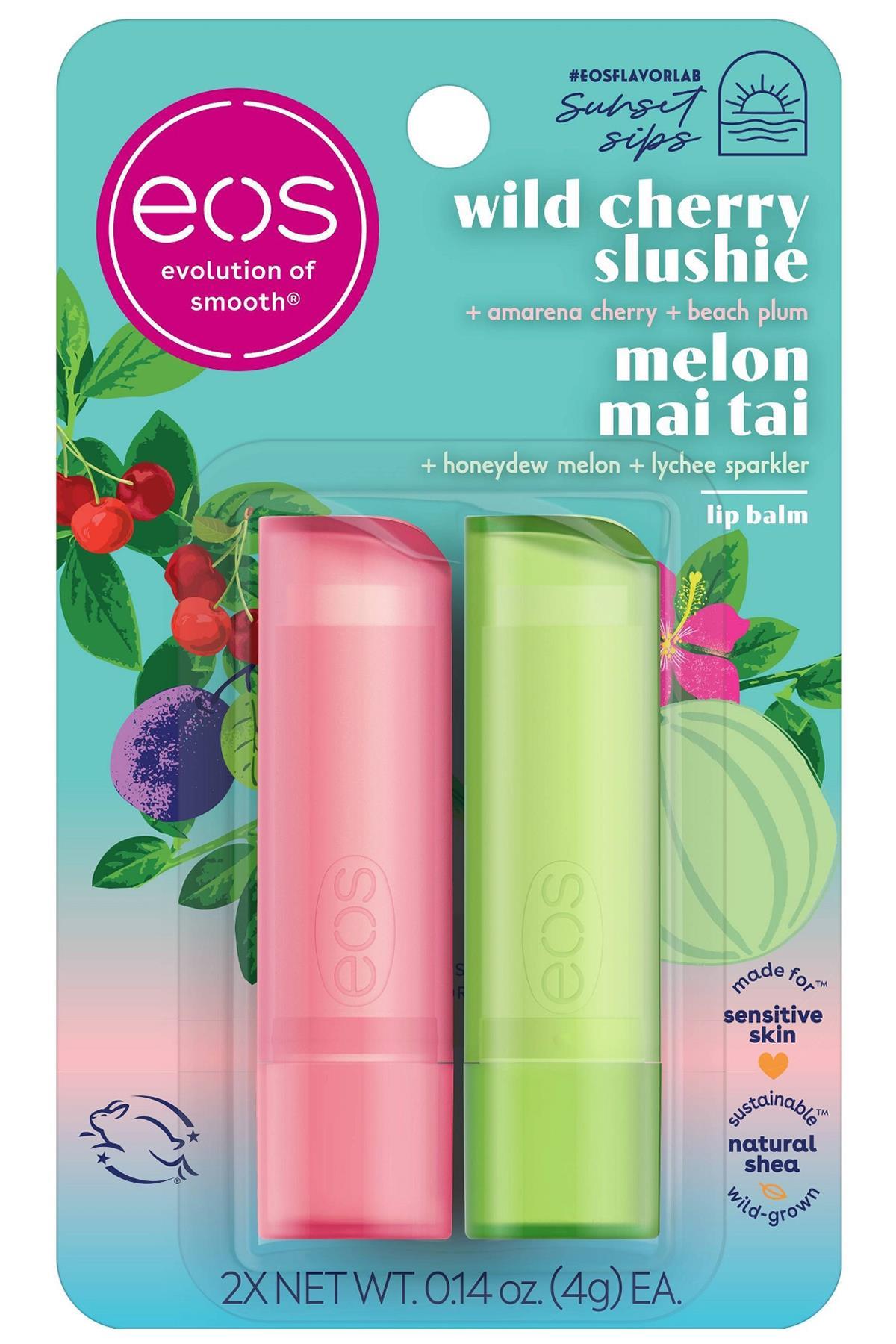 Eos Lip Balm Wild Cherry Slushie + Melon Mai Tai 2'li Dudak Balsamı 2x4GR