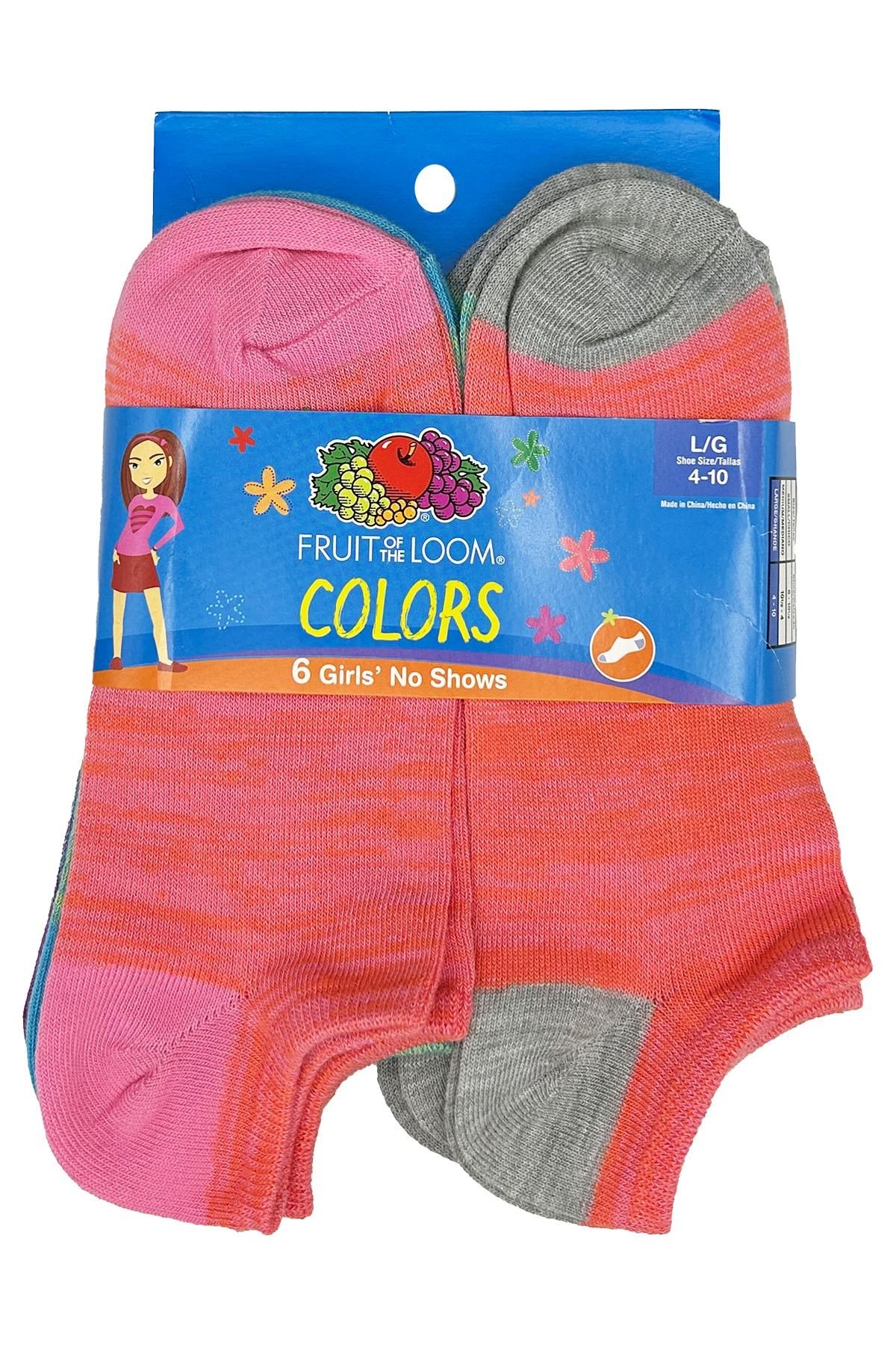 Fruit Of The Loom Colors Girls No Shows Çorap 6lı Paket (L)