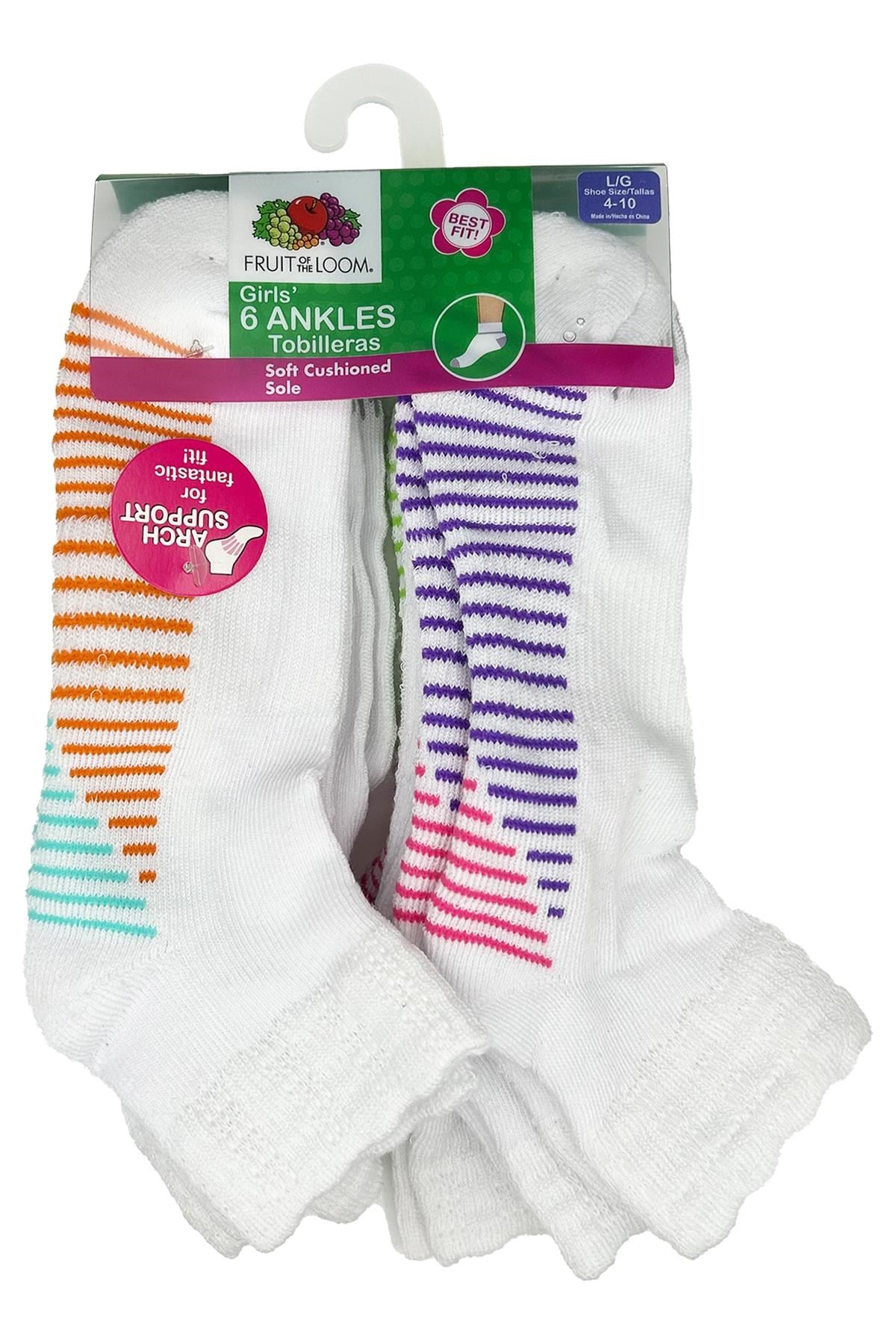 Fruit Of The Loom Girls Ankles Tobilleras Çorap 6lı Paket (L)