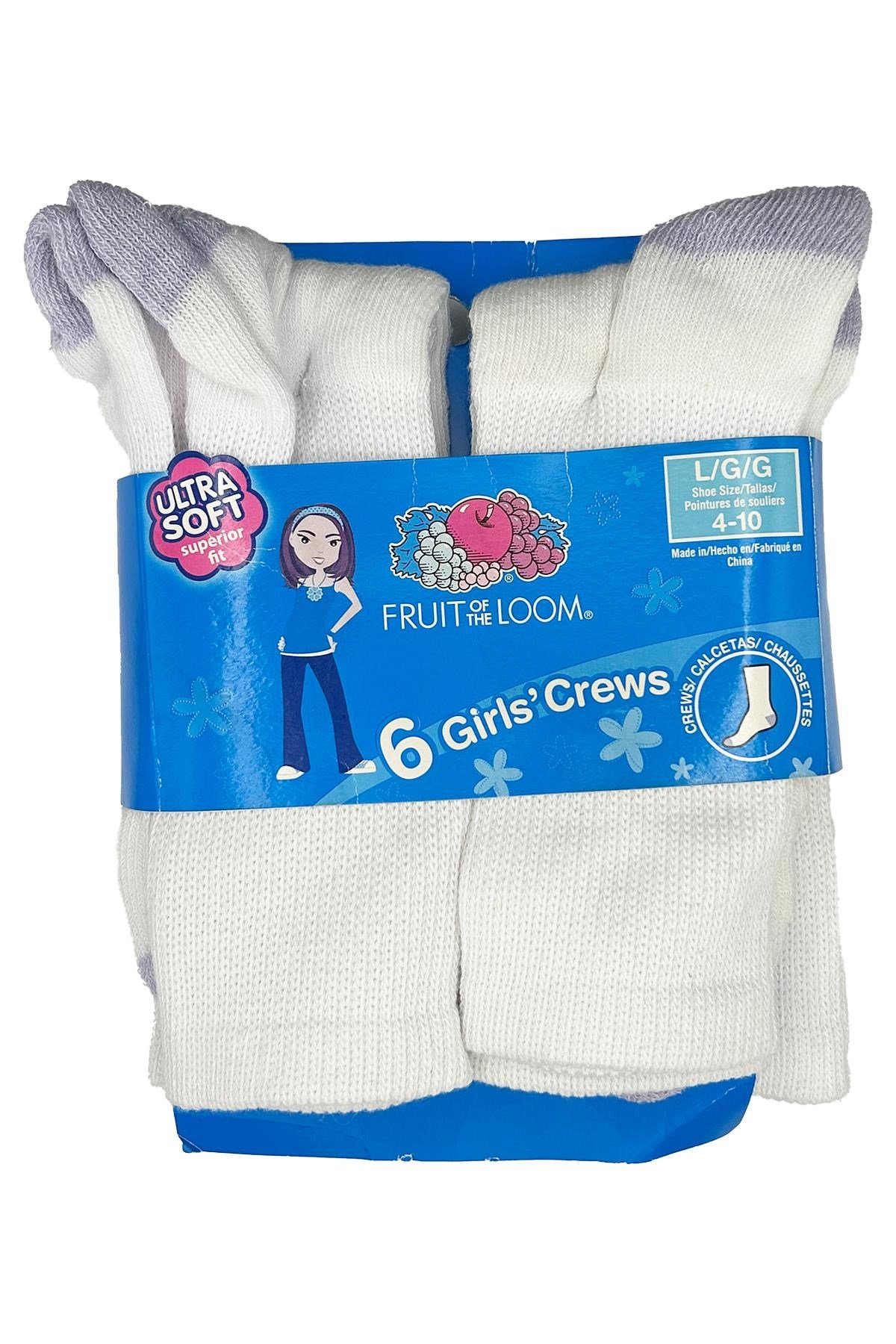 Fruit Of The Loom Girls Crews Çorap 6lı Paket (L)