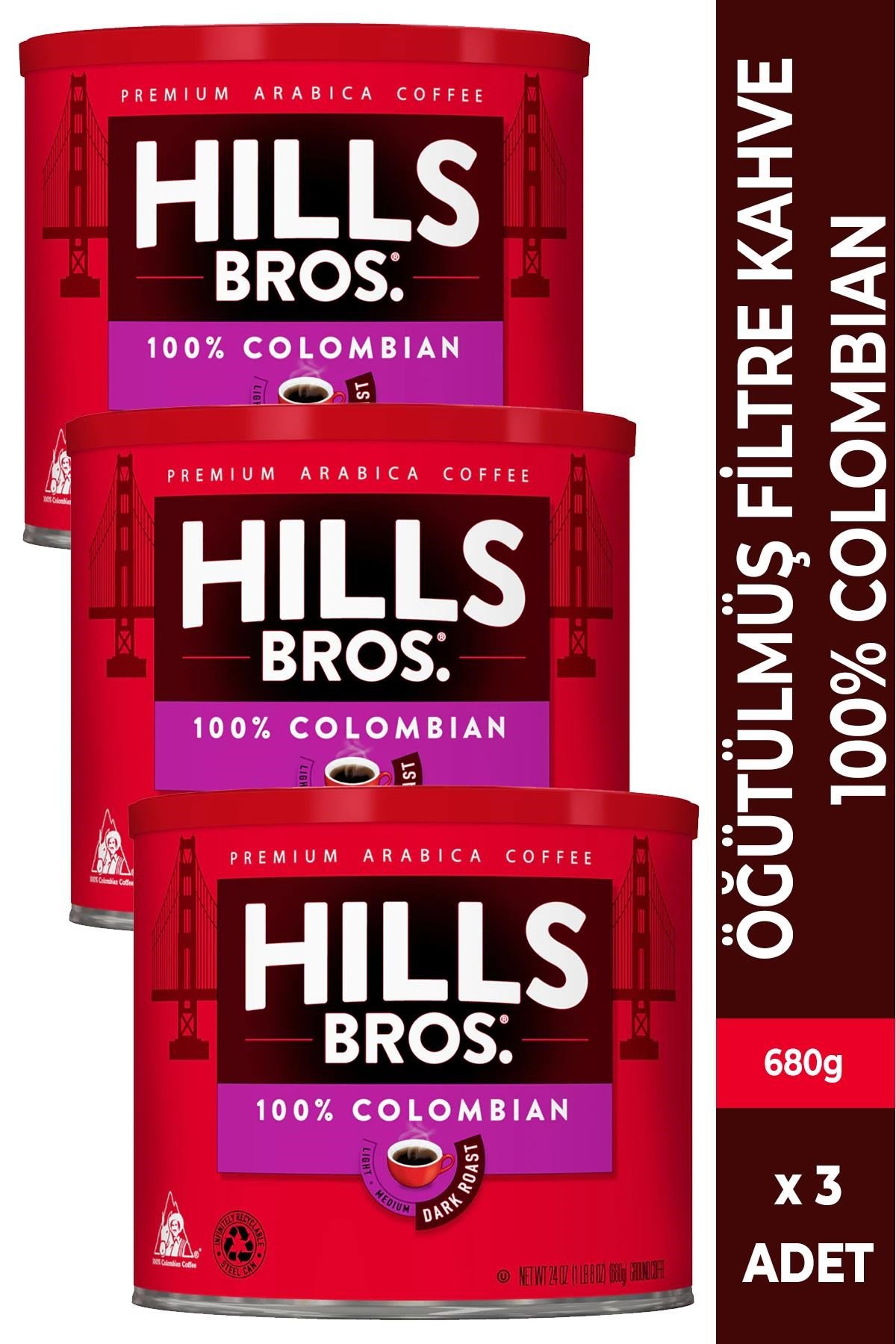 Hills Bros 100% Colombian Filtre Kahve 680GR x 3 Adet