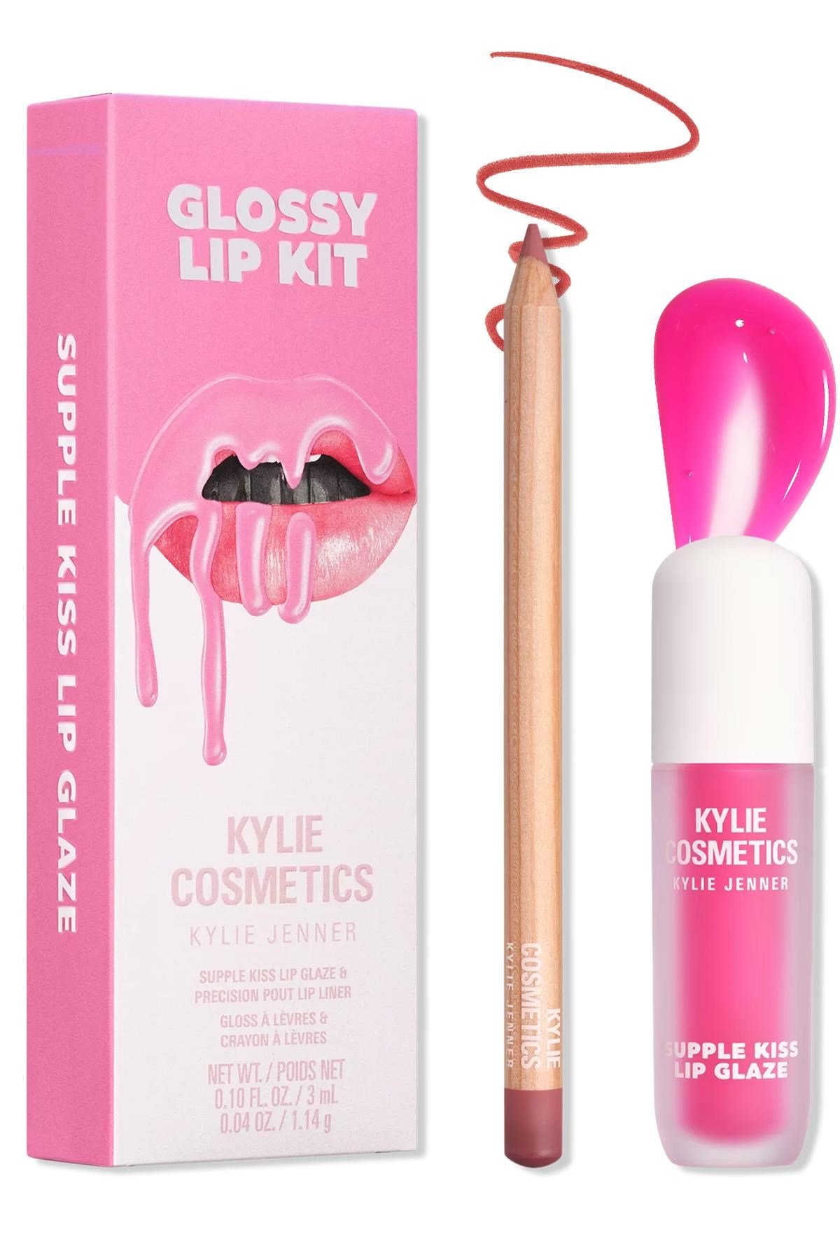 Kylie Glossy Lip Kit Dudak Kalemi ve Parlatıcı Set Candy Pink
