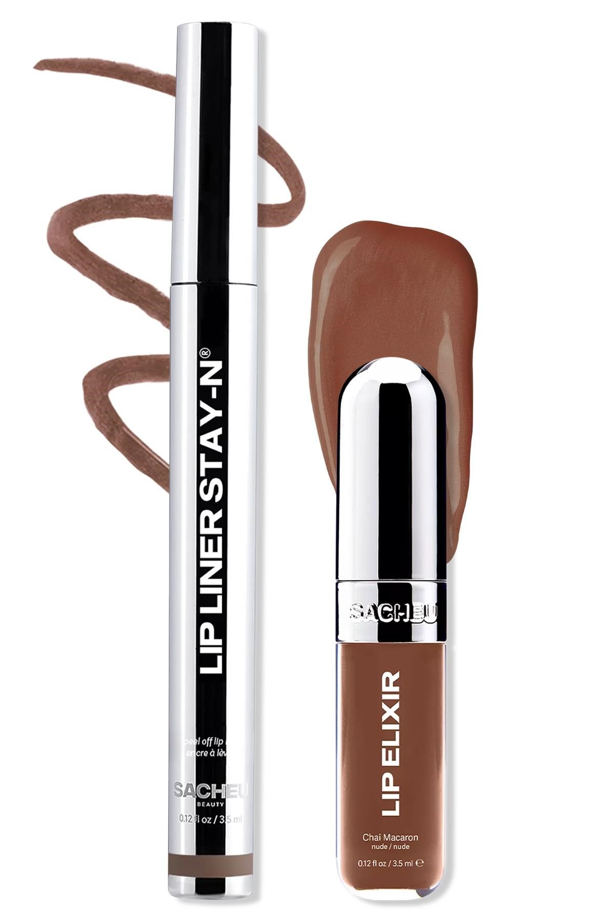 Sacheu Stay-n Nude Duo Uzun Süre Kalıcı Dudak Şekillendirme ve Parlaklık Seti 2x3.5ML