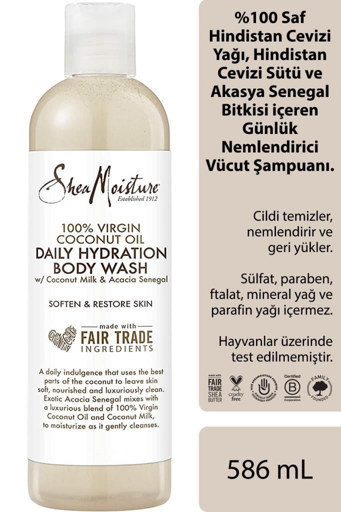 Shea Moisture %100 Saf Hindistan Cevizi Yağlı Günlük Nemlendirici Vücut Şampuanı 384ML