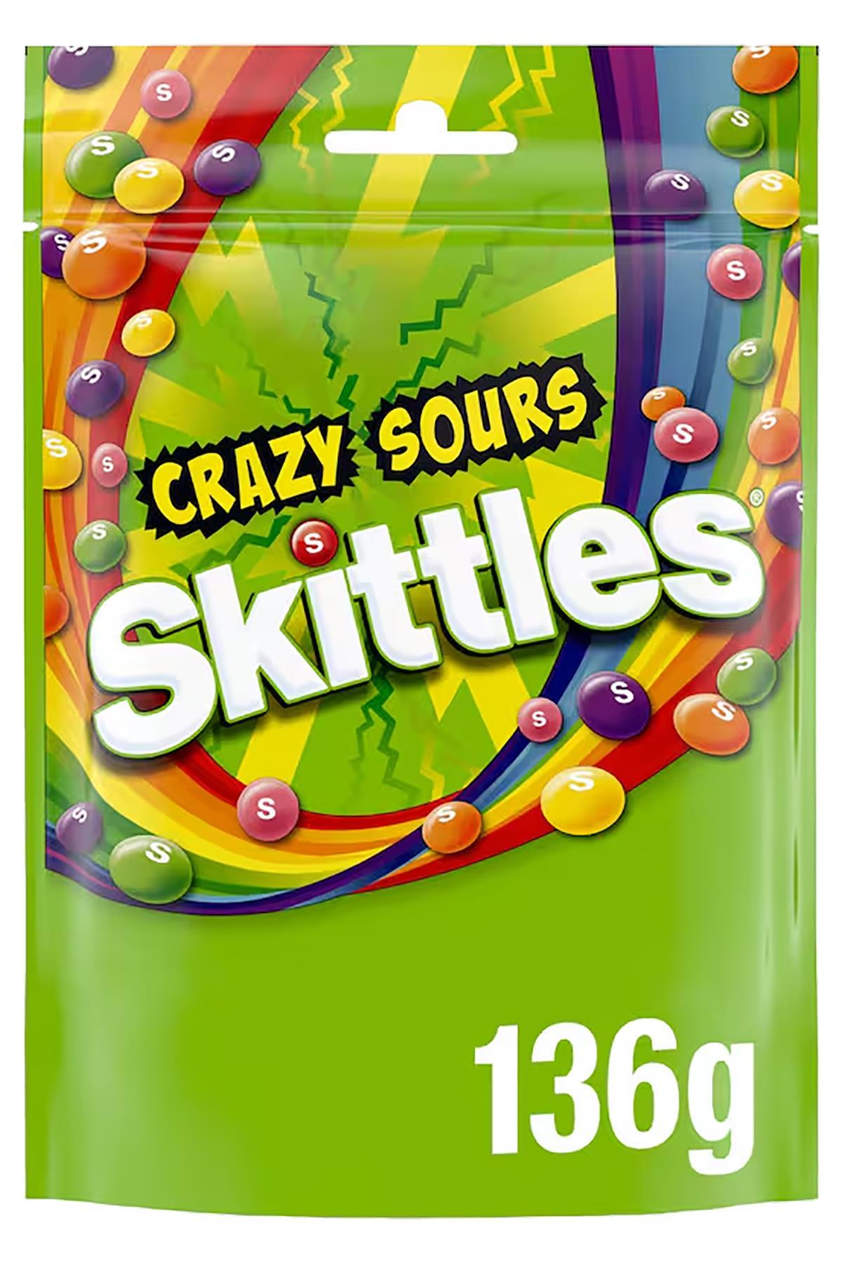 Skittles Crazy Sours Ekşi Meyve Aromalı Draje Şekerleme 136GR