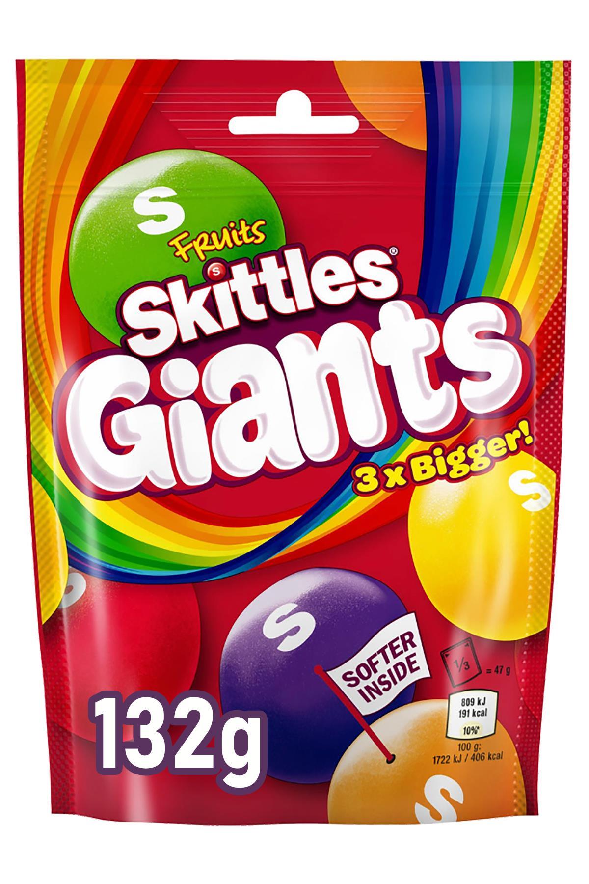Skittles Giants Fruits Meyve Aromalı Büyük Draje Şekerleme 132GR