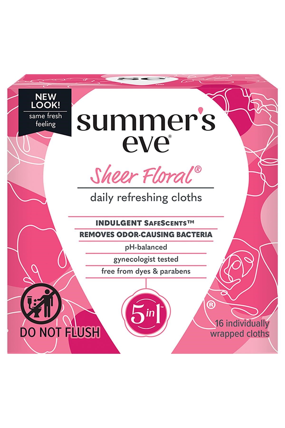 Summers Eve Sheer Floral Özel Bölge Temizlik Mendili 16 Adet