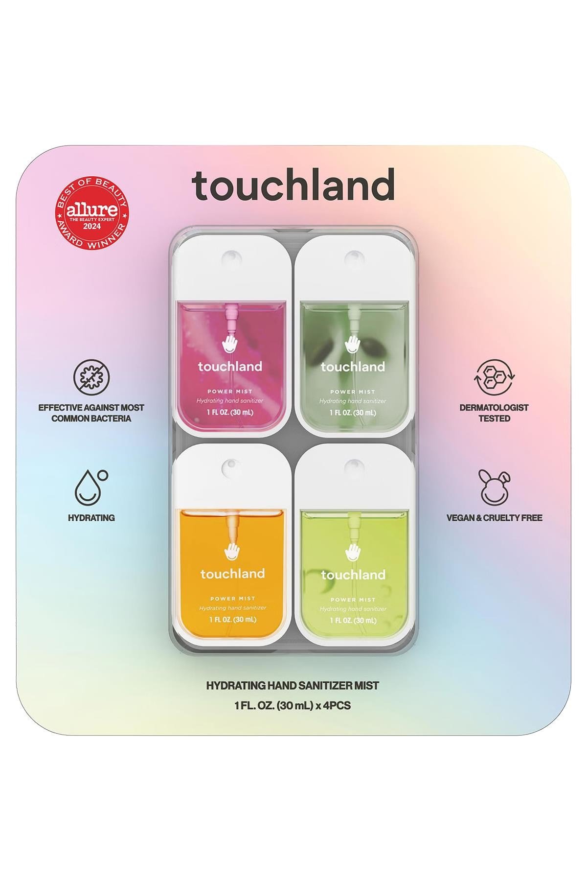 Touchland Nemlendirici ve Kokulu El Temizleme Spreyi Seti 4x30ML
