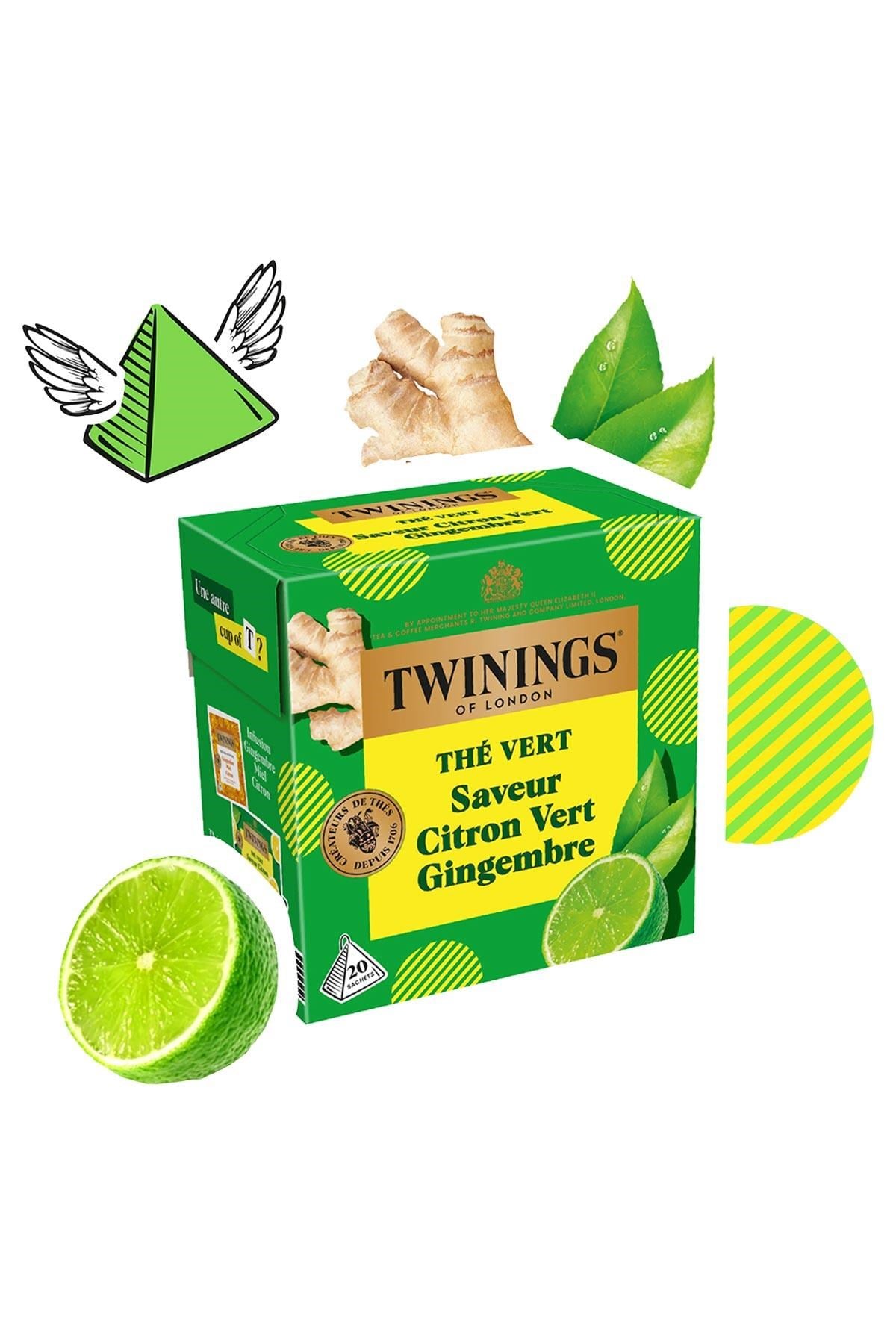Twinings Misket Limonu ve Zencefil Aromalı Yeşil Çay 20 Bardak Poşet