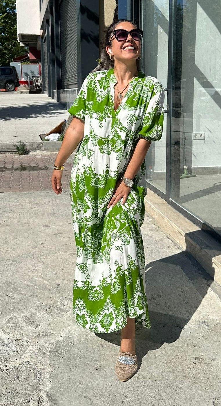 Bebe Yaka Yeşil Dantel desen