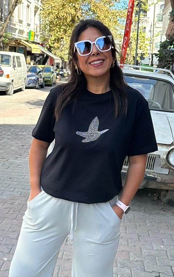 Kuş  Siyah Tişört