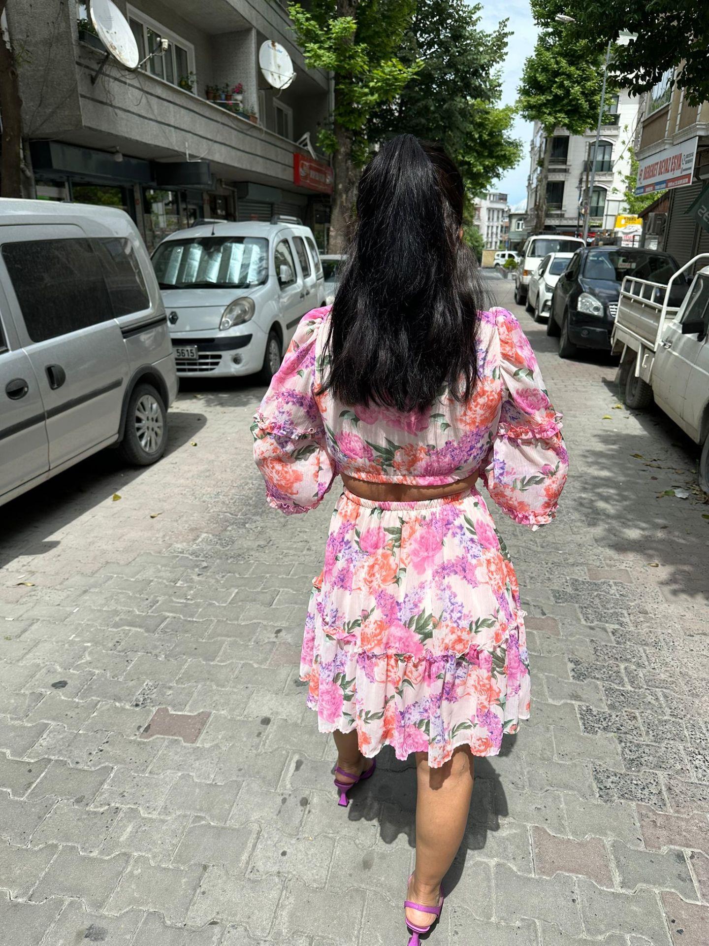 Pembe Şİfon Elbise