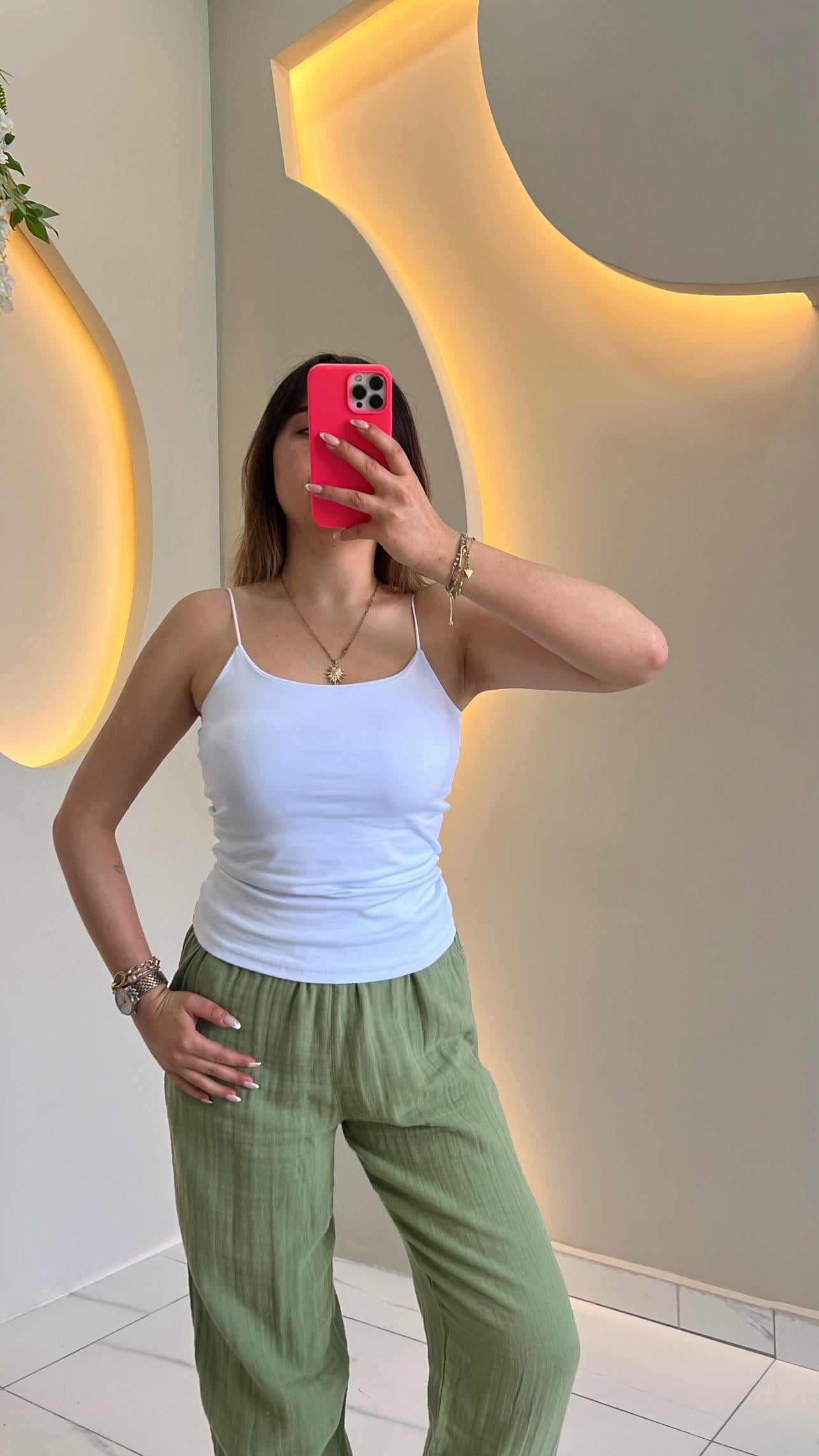 Beyaz İp Askılı Basic