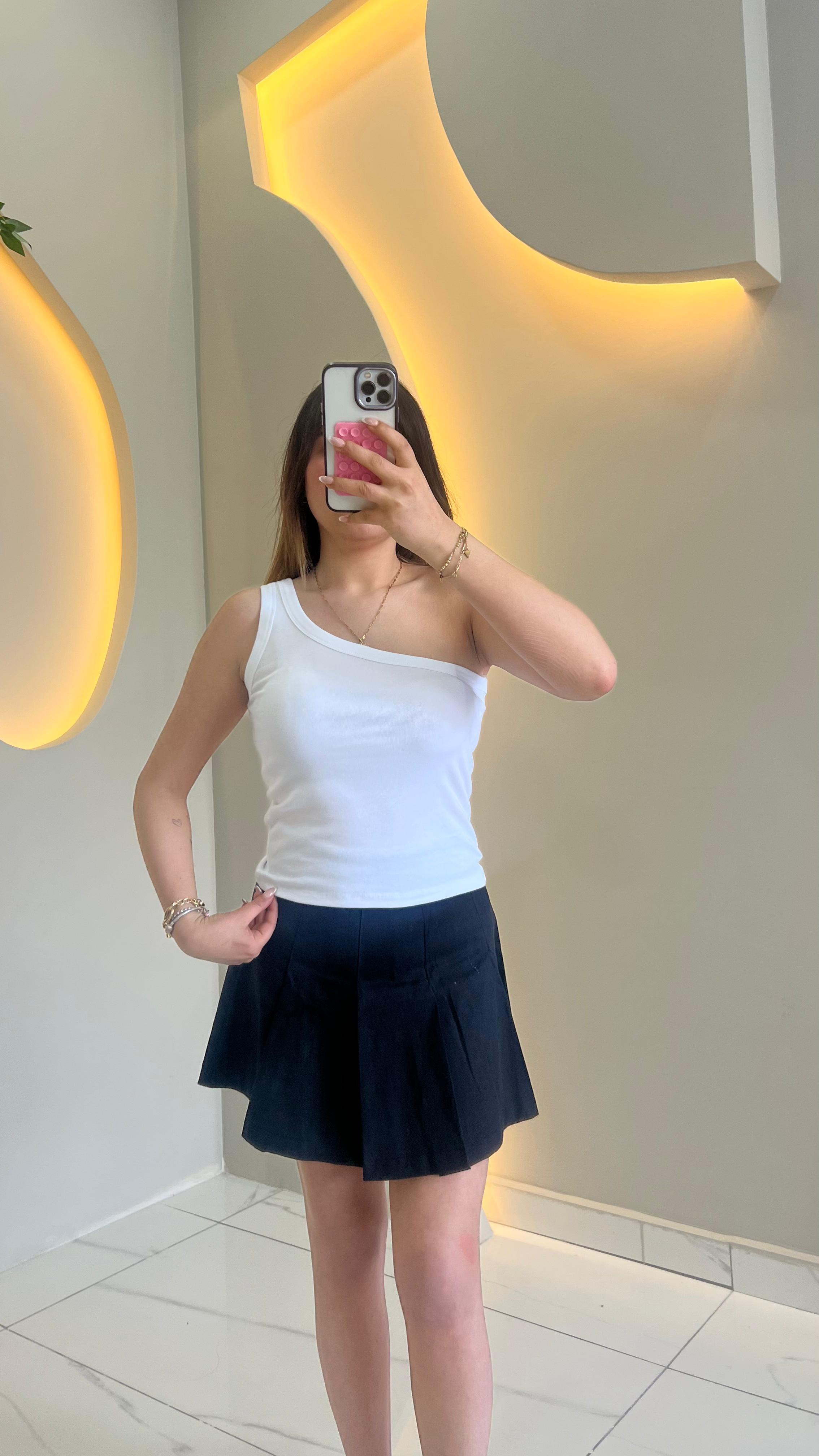 Beyaz Tek Omuz Body