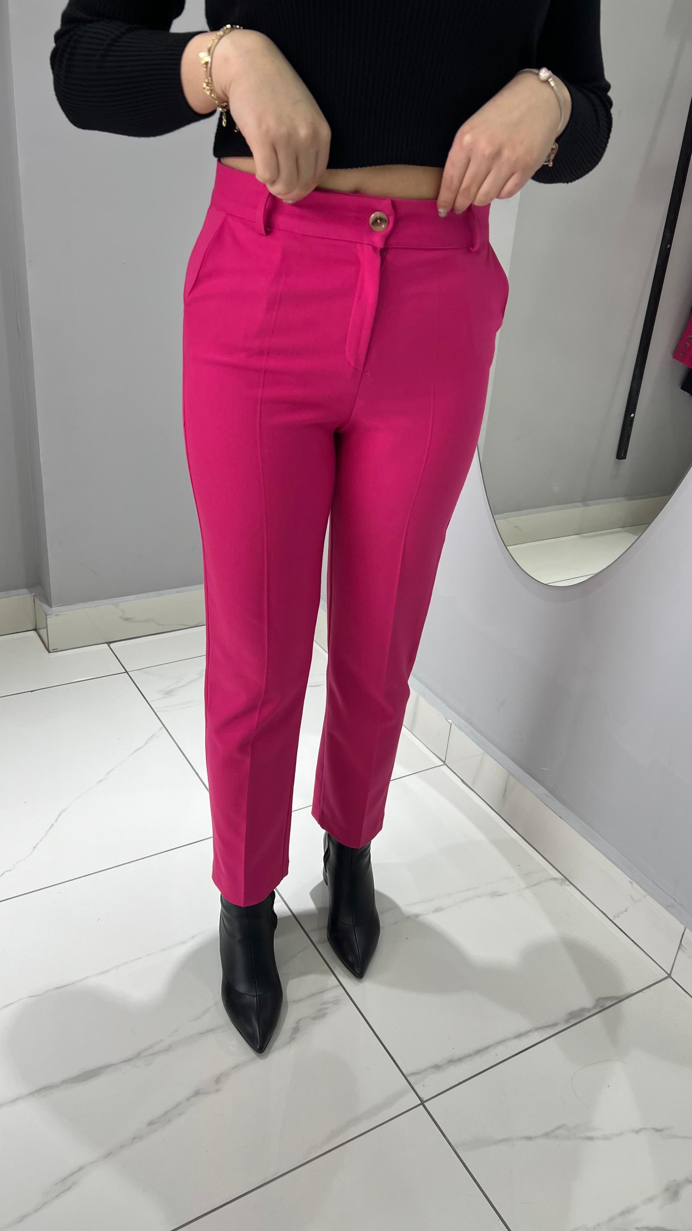 Pembe Kalem Kumaş Pantolon