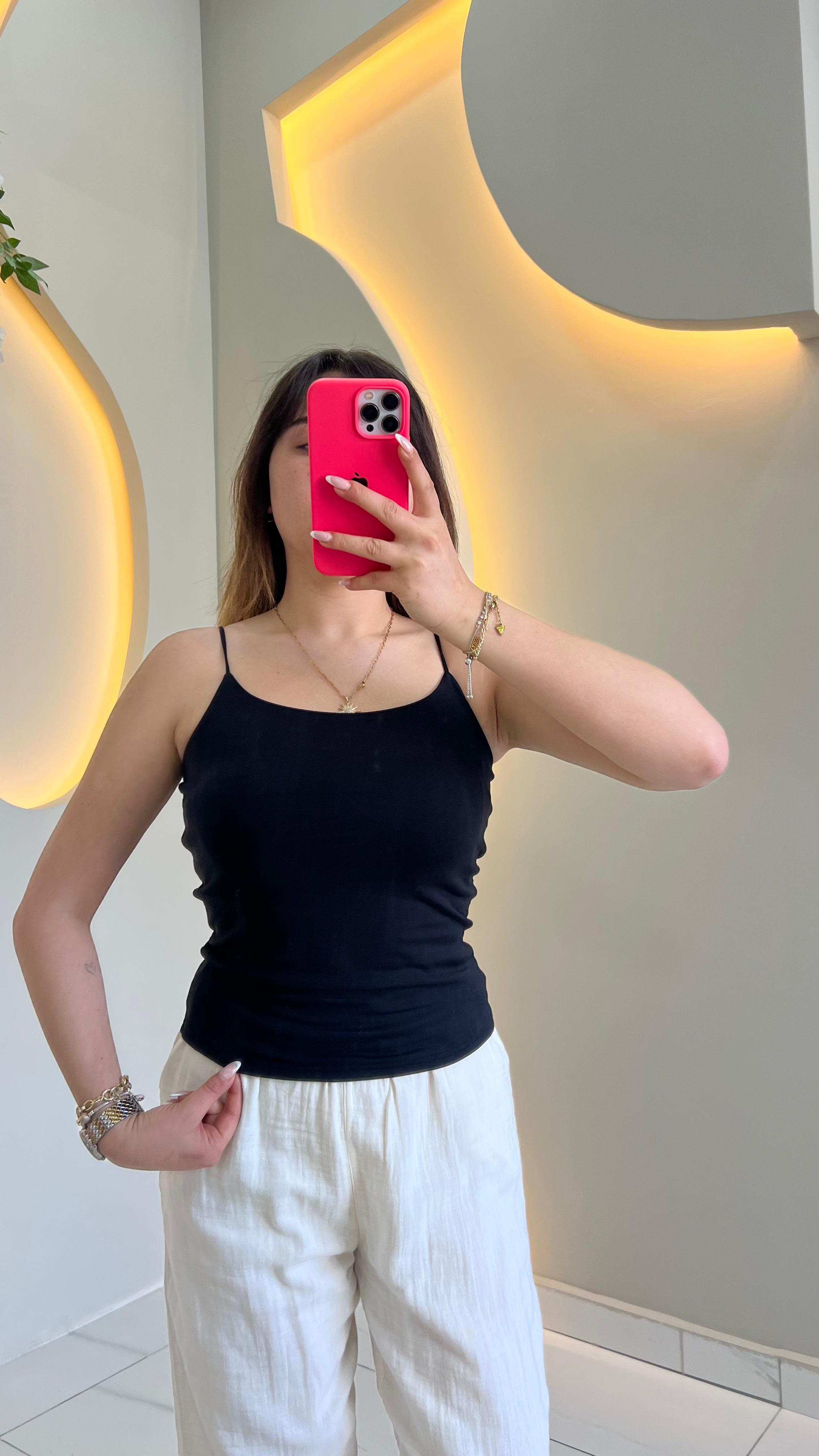 Siyah İp Askılı Basic