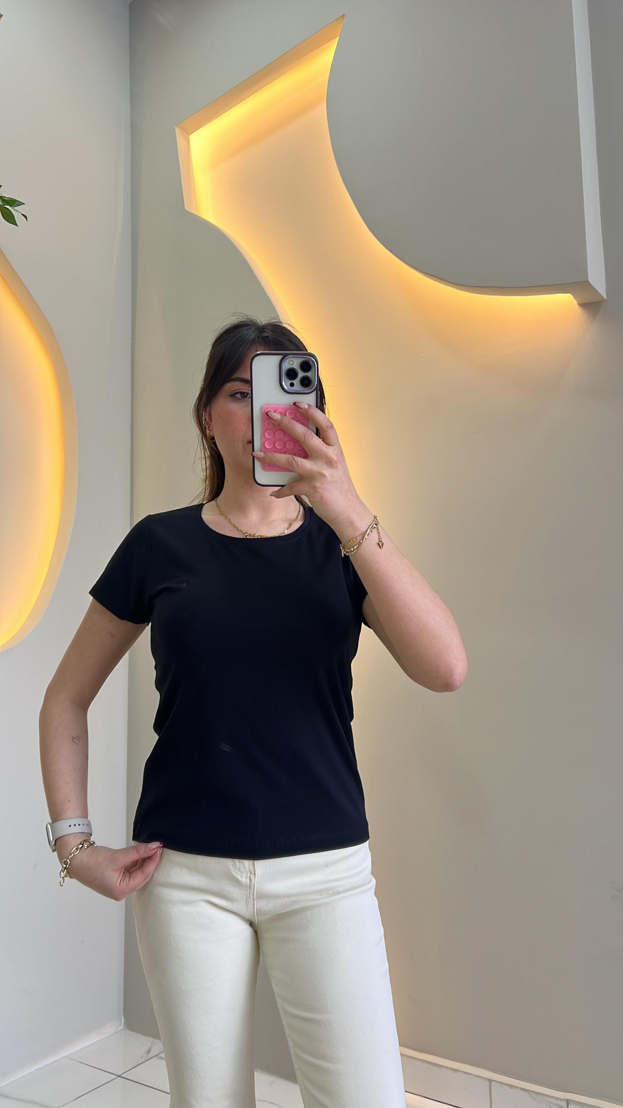 Siyah Pamuklu Basic Tshirt