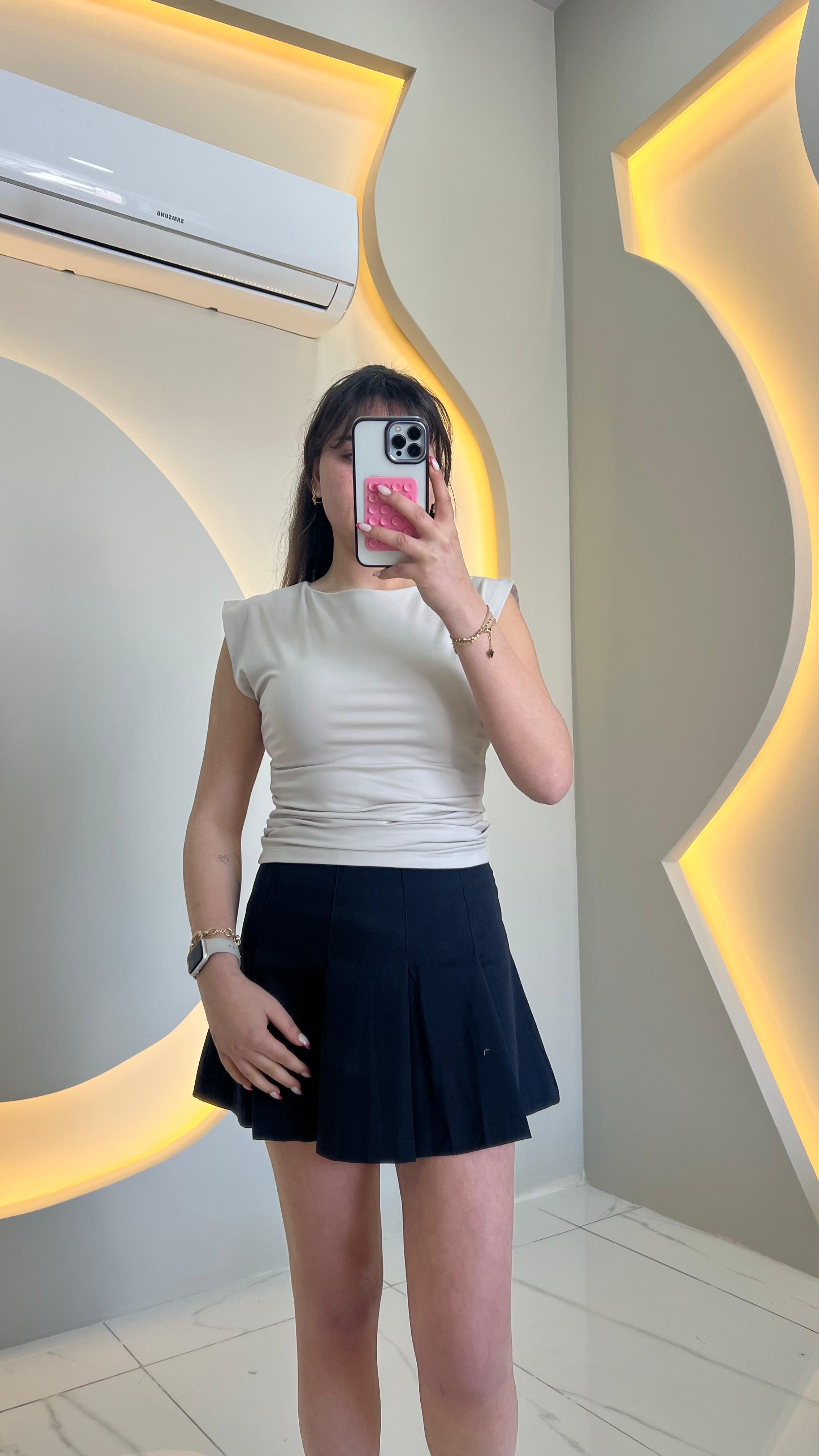 Taş Rengi Drape Detaylı Modal Body
