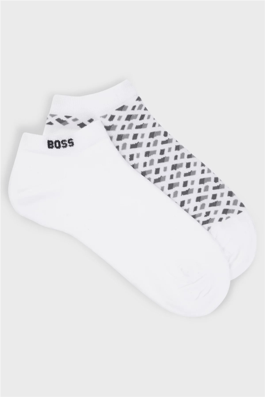BOSS 2P As Monogram Cc Erkek 2li Çorap Beyaz