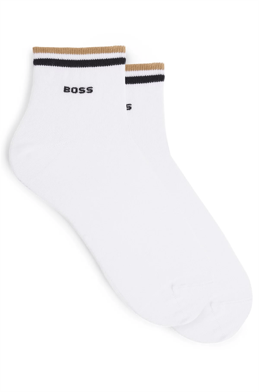 Boss Stripe Erkek 2li Çorap Beyaz