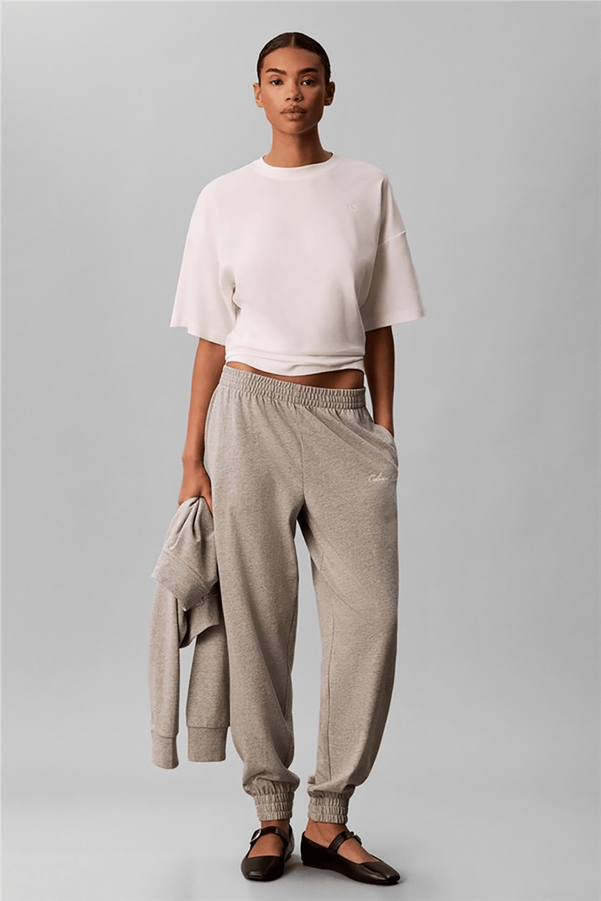 Calvin Klein Heavy Jersey Jogger- Graphic Kadın Pijama Altı Gri
