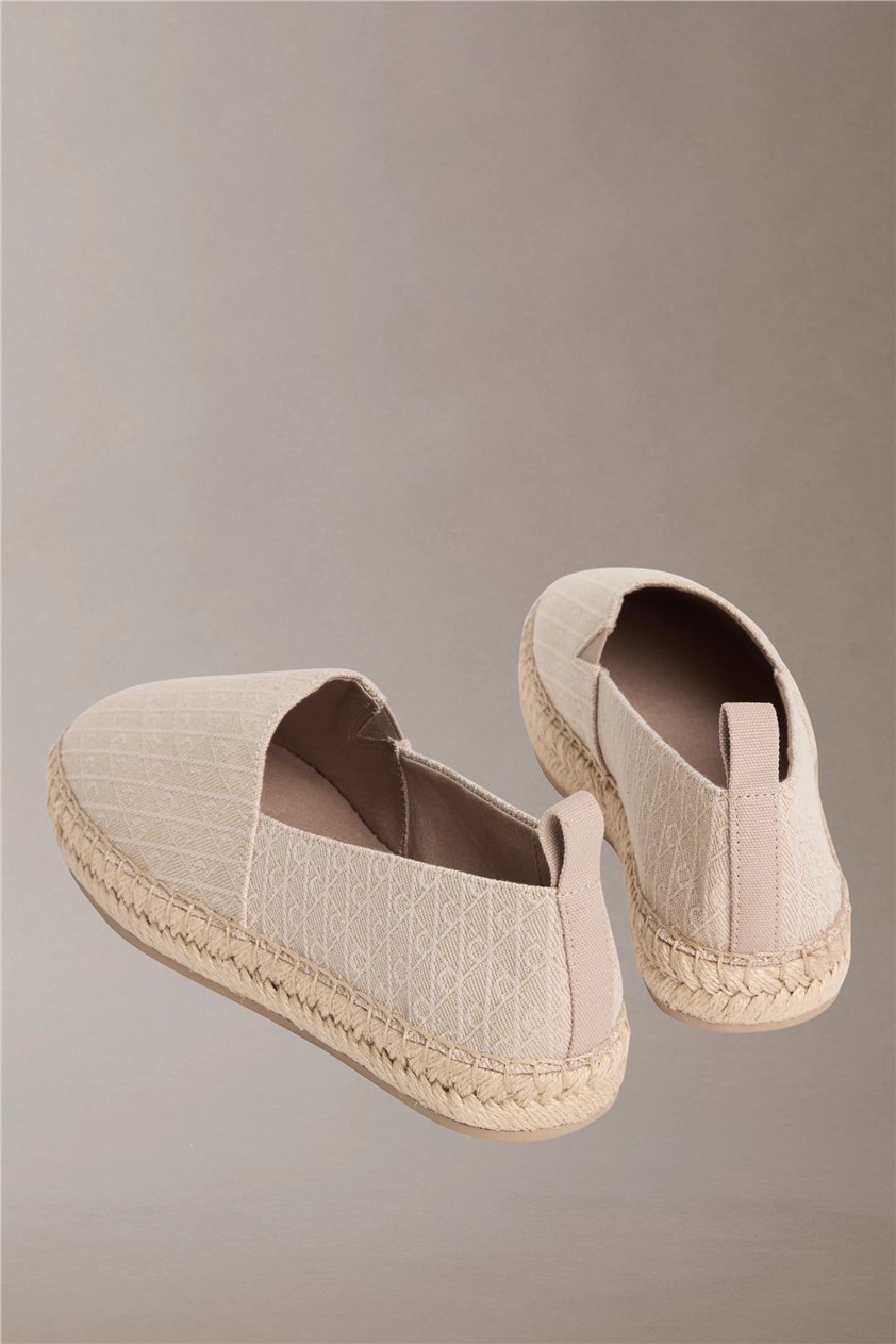 Calvin Klein Oblique Espadrille A Kadın Espadril Bej