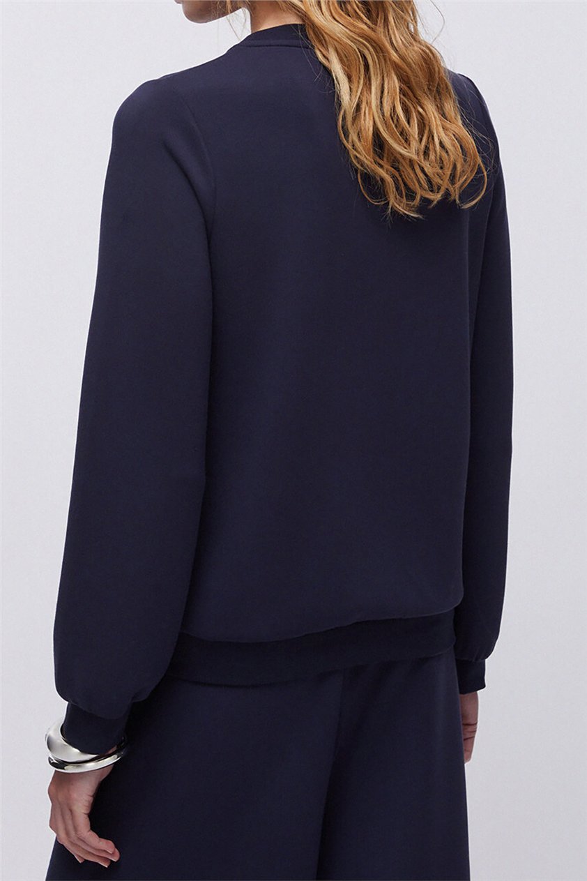 Liu Jo Ecs Felpa Chiusa Kadın Bisiklet Yaka Sweatshirt Mavi