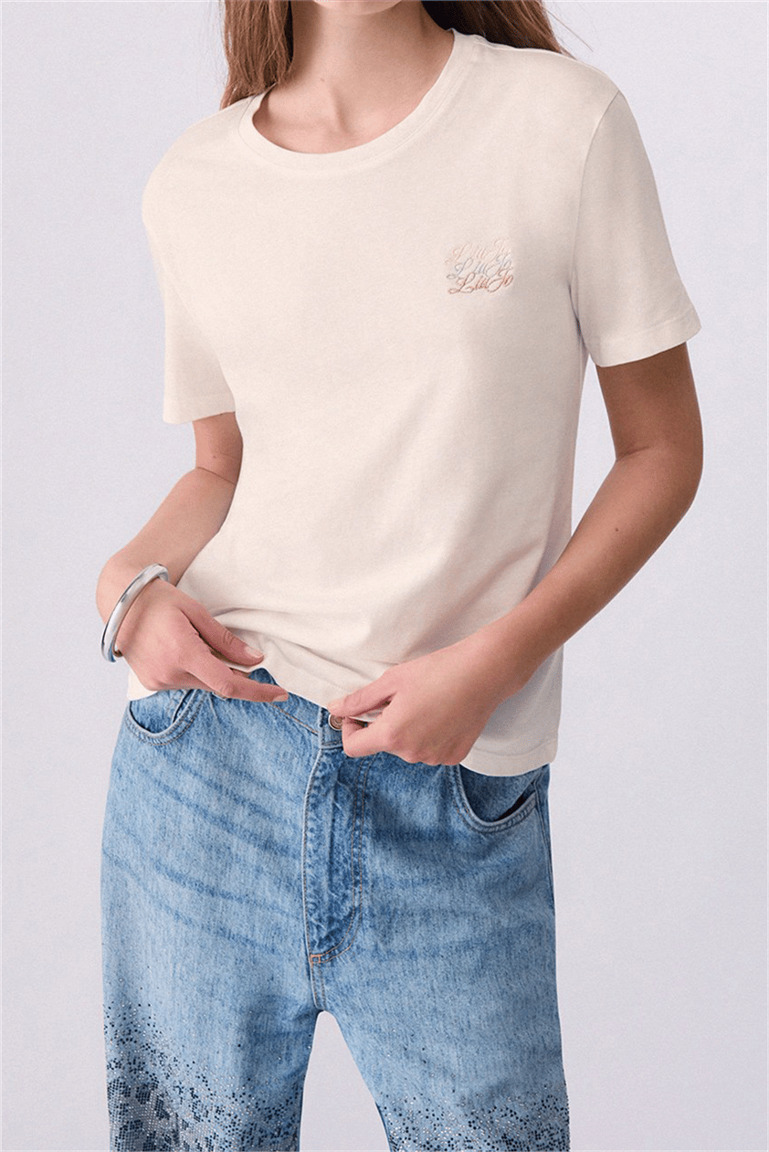 Liu Jo T-Shirt Moda M/C Kadın Bisiklet Yaka T-Shirt
