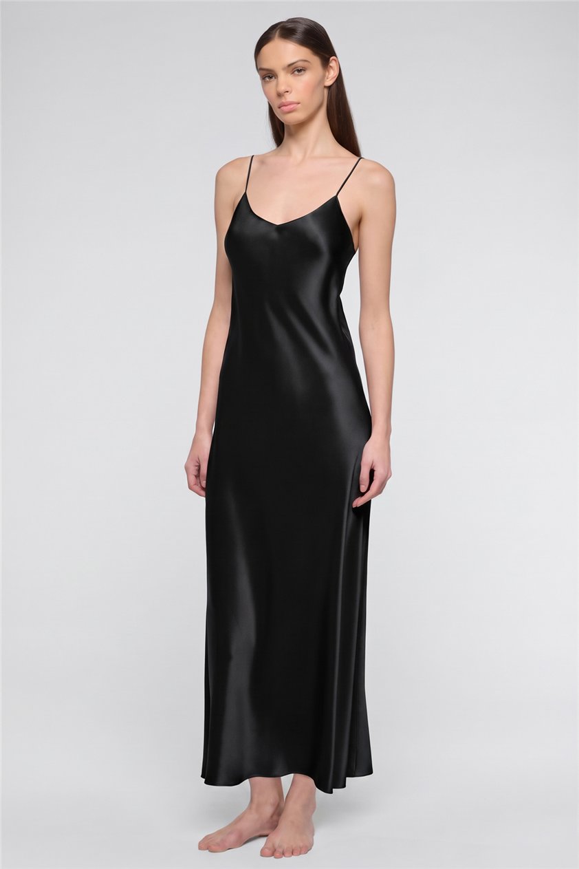 Luna di Seta Basic Seduction Negligee Kadın Gecelik Siyah