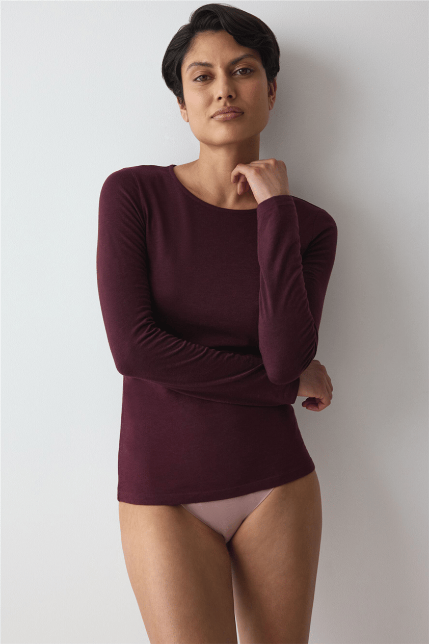 Triumph Beauty Layers LSL Top 04 Kadın Uzun Kollu T-Shirt Bordo