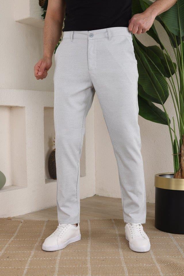 Erkek Casual Slim Fit Cord Desenli Kumaş Pantolon