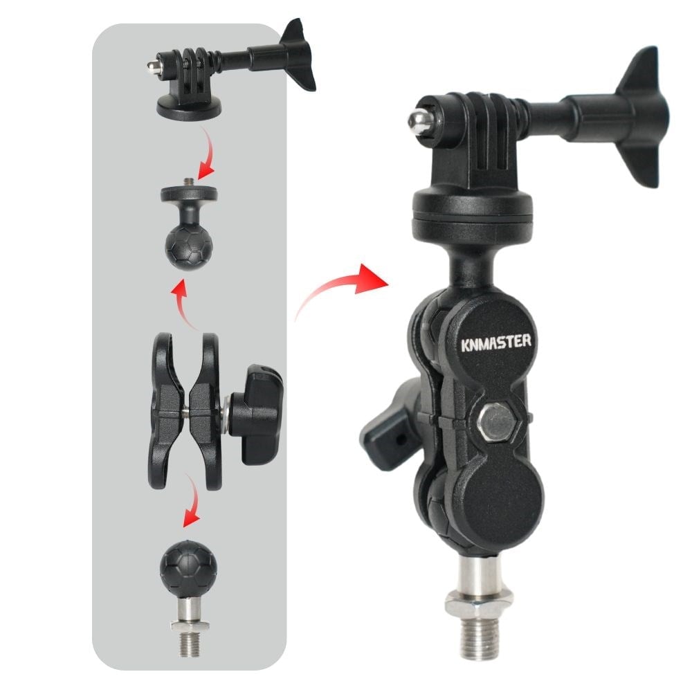 Knmaster MC120 – 360° Ayarlanabilir Motosiklet 10mm Vida Bağlantılı Aksiyon Kamera Aparatı