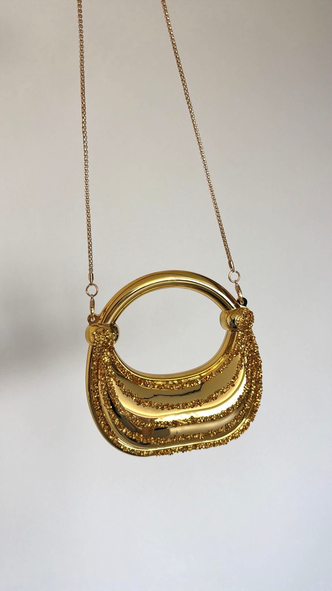 Mini Fema Çanta Gold Beyaz