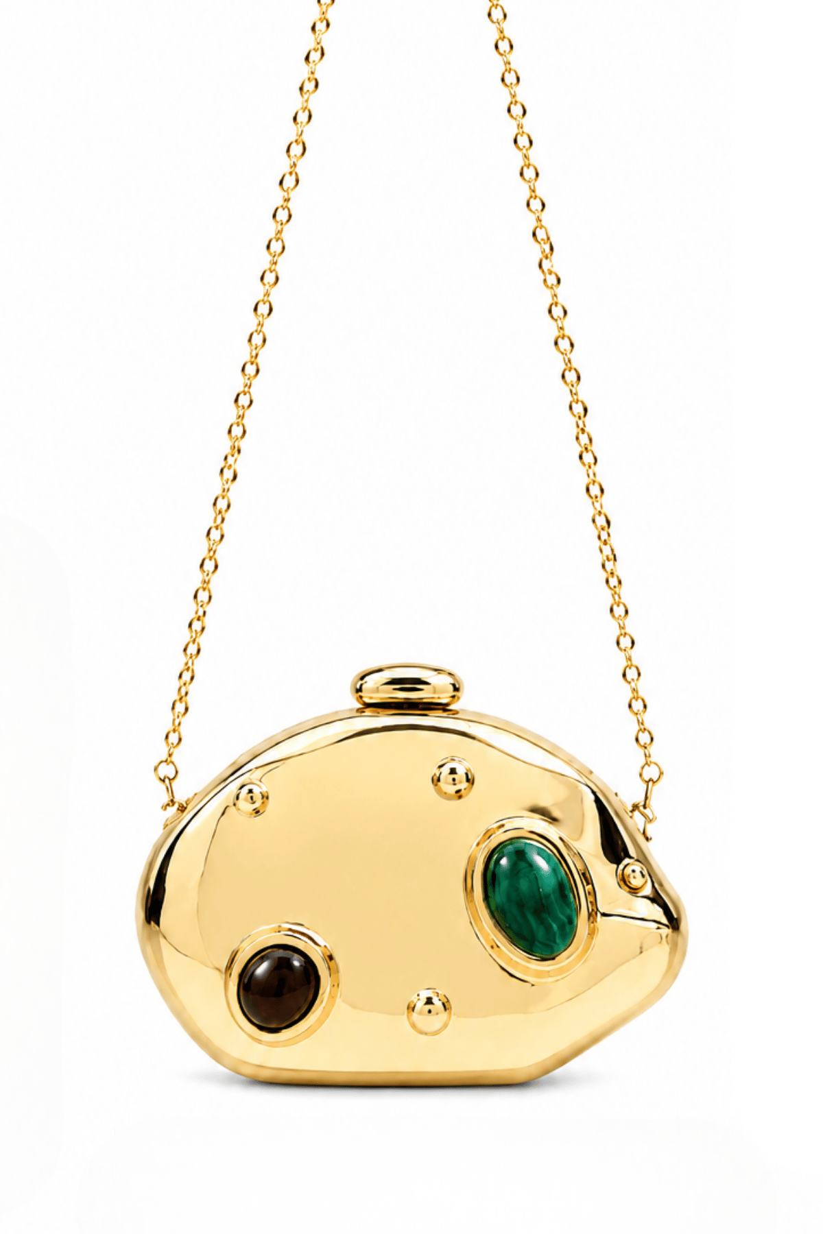 Nova Gold Kadın Sedef Detaylı Asimetrik Hardcase Çanta | Clutch